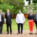 President Museveni shares a photo moment with Lord Papat (C), British High Commissioner to Uganda Kate Airey and her delegation after a meeting at Nakasero on Friday April 15. (L) is Hon Mwebesa  PPU Photo