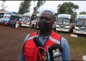 Abel Niwamanya, the Uganda Red Cross Society team leader at the Nyakabande refugee transit centre