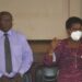 The Minister of State for Local Government Ms Victoria Businge Rusoke(Right)) next to the (Left) is Jinja City Clerk Mr Danile Kawesi addressing Jinja City Councilors