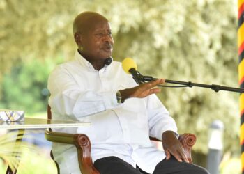 President Yoweri Museveni making his remarks while meeting members of Ajanta Pharma Ltd which is a multinational company based in India engaged in developing, manufacturing and marketing pharmaceutical formulations at the State House Entebbe on 19th May 2022. Photo by PPU/ Tony Rujuta.