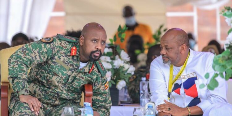 Gen Muhoozi with his uncle Michael Nuwagira alias Toyota.