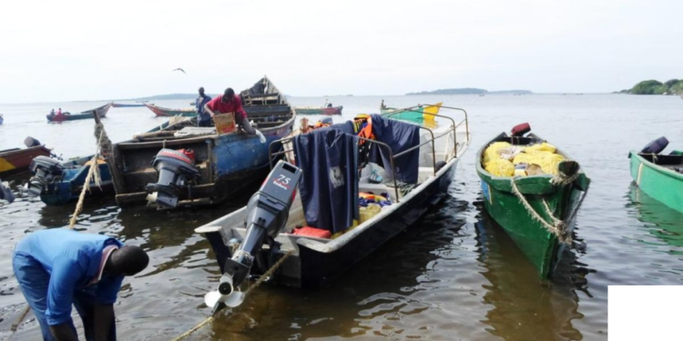 Police marine boat in Lutoboka,Kalangala town council