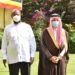 President Yoweri Museveni and H.E. Ahmed Abdul Aziz Kattan, Advisor in the Royal Court Special Envoy of the King of Saudi Arabia pose for a photo after a meeting at State House Nakasero on 23rd May 2022. Photo PPU/ Tony Rujuta.