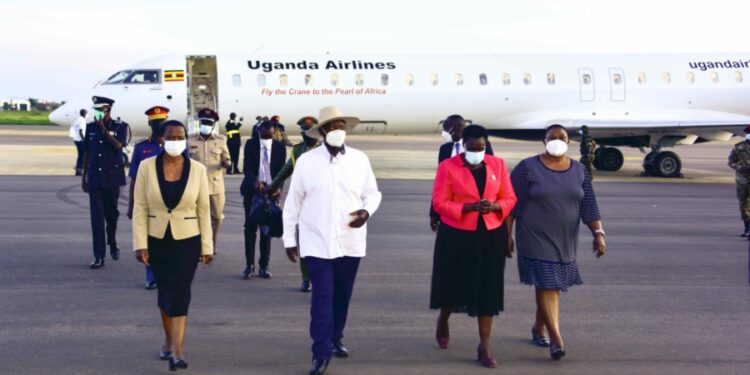 President Yoweri Museveni returns from Nairobi