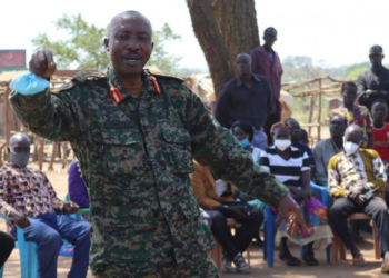 Brig Bamwiseki speaks to Apaa residents