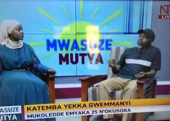 Faridah Nakazibwe hosting artist Raymond Rushabiro on NTV's morning show Mwasuze Mutya