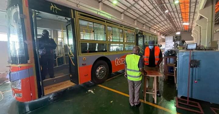 A bus being built by Kiira Motors in Nakasongola