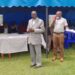 Holding the microphone is the Alebtong Deputy RDC Stephen Odongo, next to his senior Robert Adiama
