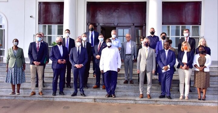 President Yoweri Museveni in a group photo with German investors