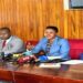 L-R: Honourables Luttamaguzi, Mugabi, Sserubula and Tebandeke at the press conference in the Members' Lounge at Parliament