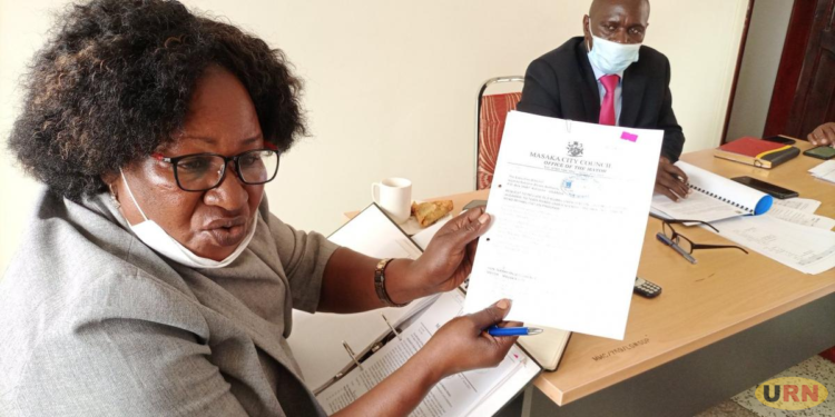 Mayor Florence Namayanja attending a road's committee meeting