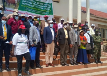 Minister Rwamirama in a group photo after the launch of the project