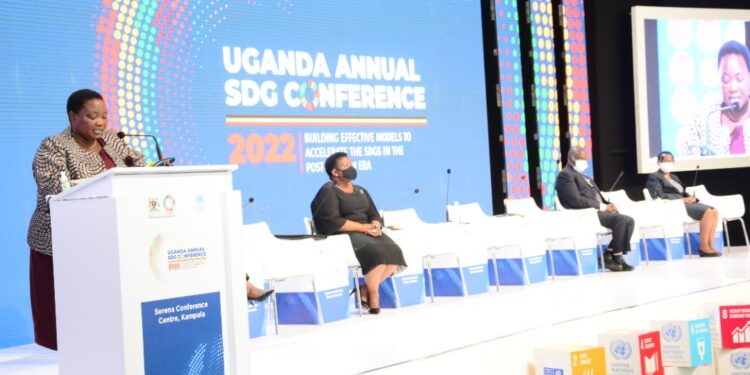 PM Nabbanja officiating at the Uganda annual national SDGs conference