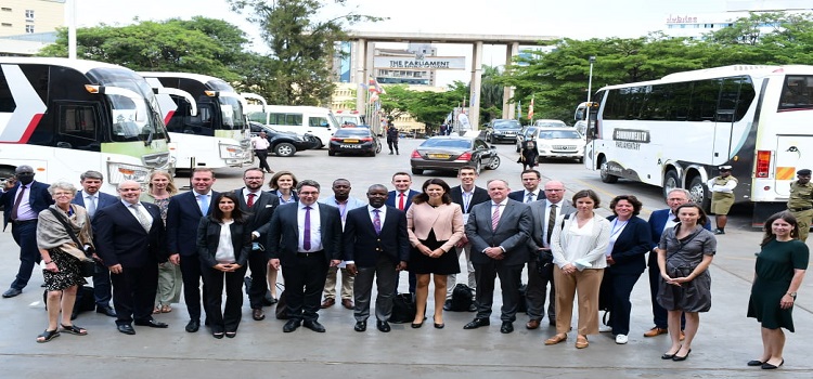 Tayebwa (C) with the legislators from Germany after their meeting