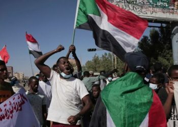 Sudanese youth in a protest