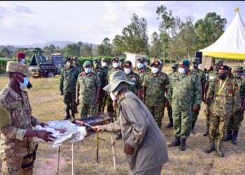 President Yoweri Museveni at Second Infantry Division at Makenke Barracks in Mbarara City.