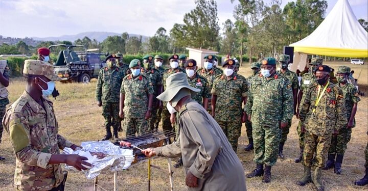 President Yoweri Museveni at Second Infantry Division at Makenke Barracks in Mbarara City.