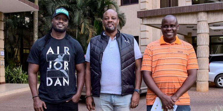 Singer Bebe Cool, Micheal Nuwagira alias Toyota and events organiser Balaam Barugahara