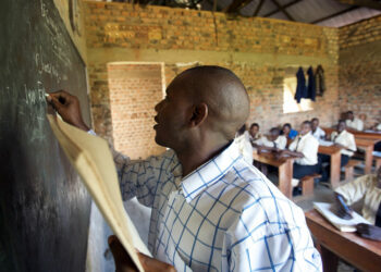 A teacher in class