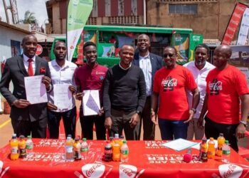 All partners pose together for a picture after the MOU signing today at Plastic Recycling Industries. Partners include; KCCA, Asante waste management, Yo-waste, Ecoplastile and PRI representatives