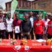 All partners pose together for a picture after the MOU signing today at Plastic Recycling Industries. Partners include; KCCA, Asante waste management, Yo-waste, Ecoplastile and PRI representatives