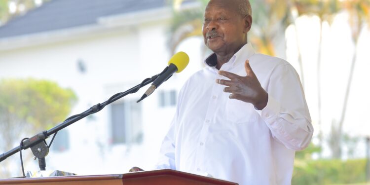 President Yoweri Museveni delivering a keynote address during the Presidential CEO Forum that took place at the country Home in Irenga Village, Ntuganmo District on June 30, 2022. Photo by PPU/ Tony Rujuta