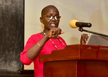 Director Public Prosecutions Hon. Lady Justice, Jane Frances Abodo lecturing on the  operations of the Office of the Director, Public Prosecutions in Enhancing the functions the functions of the District Security Communities  during the Resident District Commissioners, Resident City Commissioners, Deputy Resident Commissioners and Deputy City Commissioners induction retreat at the National Leadership Institute (NALI) Kyankwanzi on 31st July 2022. Photo by PPU/Tony Rujuta.