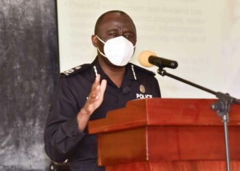 The Police director for crime intelligence Brig. Gen. AIGP Christopher Damulira lecturing on Operations of the District Security Committees and Intelligence Committees in sustaining Law and order at the Resident District Commissioners, Resident City Commissioners, Deputy Resident Commissioners and Deputy City Commissioners Orientation retreat at the National Leadership Institute (NALI) Kyankwanzi on 27th July 2022. Photo by PPU/Tony Rujuta.