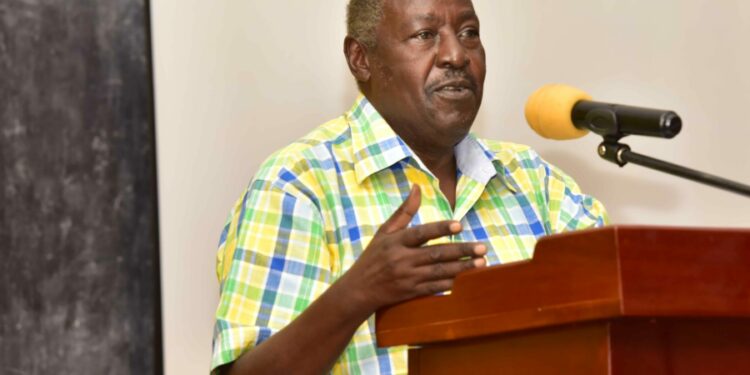 The 1st National Vice Chairman of the National Resistance Movement (NRM) Party Hajji Kigongo Moses talking about the NRM Ideology and cadre-ship during the Resident District Commissioners, Resident City Commissioners, Deputy Resident Commissioners and Deputy City Commissioners induction retreat at the National Leadership Institute (NALI) Kyankwanzi on 29th July 2022. Photo by PPU/Tony Rujuta.