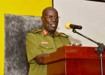 Commissioner for Patriotism (President's Office) Brig. Gen. Patrick Mwesigye teaching about Patiotism during the Resident District Commissioners, Resident City Commissioners, Deputy Resident Commissioners and Deputy City Commissioners induction retreat at the National Leadership Institute (NALI) Kyankwanzi on 29th July 2022. Photo by PPU/Tony Rujuta.