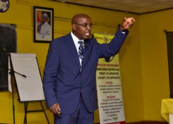 The Principal Judge Flavian Zeija lecturing on the topic of the operations of the Judiciary as one of the arms of Government   the Resident District Commissioners, Resident City Commissioners, Deputy Resident Commissioners and Deputy City Commissioners during the induction retreat at the National Leadership Institute (NALI) Kyankwanzi on 28th July 2022. Photo by PPU/Tony Rujuta.