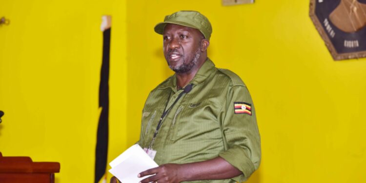 The Director of the Manifesto Implementation Unit (MIU) Willis Bashaasha explaining the NRM Manifesto 2021-2026 to the Resident District Commissioners, Resident City Commissioners, Deputy Resident Commissioners and Deputy City Commissioners on 29th July 2022. Photo by PPU/Tony Rujuta.