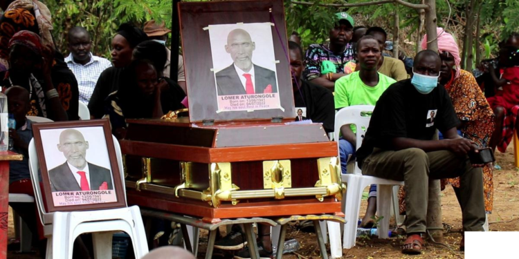 Mourners at the send off ceremony of the elder who was shot dead by UPDF soldiers