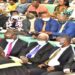 The Minister for Tourism, Wildlife and Antiquities, Hon. Tom Butime (5th, R) with colleague ministers in Parliament on 24 August 2022