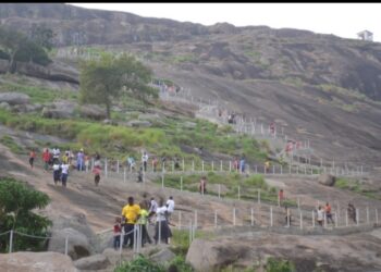 Newly built staircases by the government at Kagulu Hill.PHOTO BY ANDREW ALIBAKU.