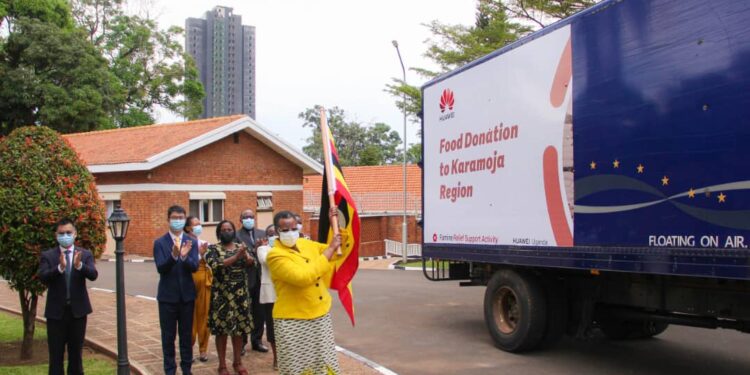 First Lady Janet Museveni flags off Huawei food donation to Karamoja