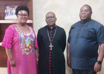 Lt Col Katabazi ,wife with Bishop Callistus Rubaramira after the function