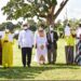 President Museveni poses for a photo with some of the beneficiaries who received   certificates of titles of customary land ownership in Apac on Thursday. (R) are Hon Nabakooba and Namuganza