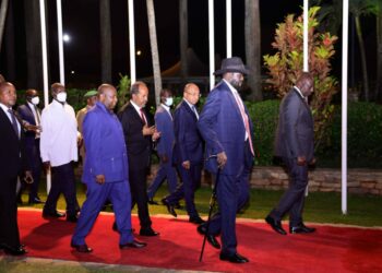President Yoweri Museveni with visiting Heads of State and foreign delegations at Speke Resort Munyonyo