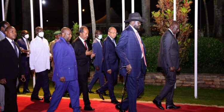 President Yoweri Museveni with visiting Heads of State and foreign delegations at Speke Resort Munyonyo
