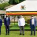 President Museveni poses for a photo with the Secretary-General of African Continental Free Trade Area Wamkele Mène (3rd L) after a meeting at Nakasero. (2nd R) is Trade Minister Francis Mwebesa and other officials