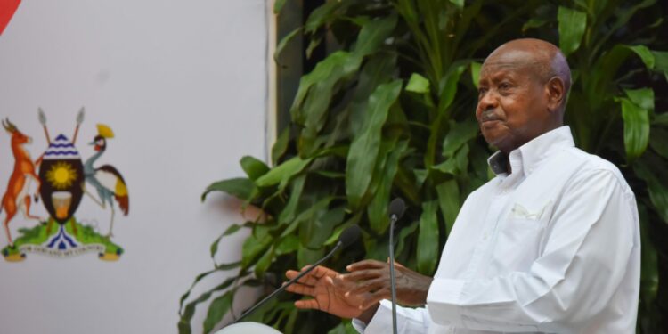 President Yoweri Museveni deliverying his speech during the Uganda- Vietnam Business Summit in Hanoi, Vietnam on 25th November 2022. Photo by PPU/ Tony Rujuta.