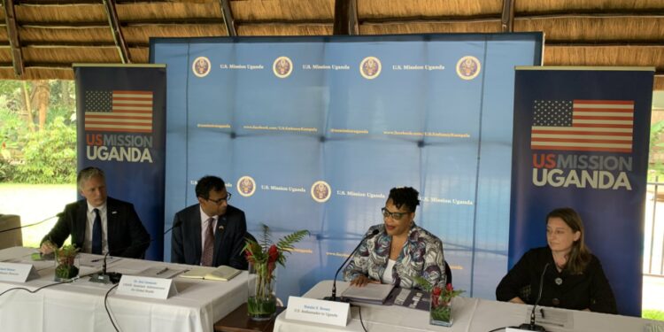 US Ambassador to Uganda H.E Natalie E. Brown addressing the media