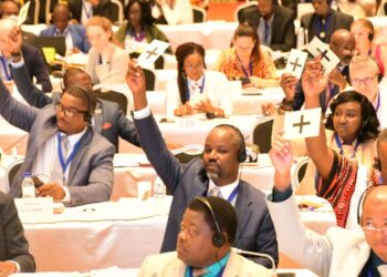 Deputy Speaker Thomas Tayebwa at ACP-EU Joint Parliamentary Assembly sitting in Maputo City, Mozambique