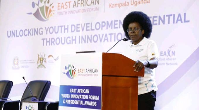 Hon. Dr. Monica Musenero delivering her keynote speech during the Forum