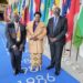 Minister Amongi Betty (center), State Minister for Labour Col. Charles Engola Macodwogo at the ILO meeting in Geneva, Switzerland