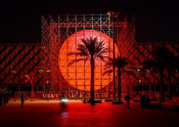 Installation of artwork Earth by artist Spy at King Fahad National Library in Riyadh, Kingdom of Saudi Arabia, on October 26, 2022 as part of the Noor Riyadh Festival 2022. Photo by Ammar Abd Rabbo/ABACAPRESS.COM