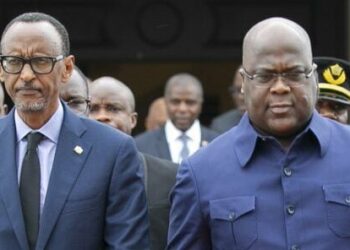 Rwandan President Paul Kagame with his DRC counterpart Felix Tshisekedi