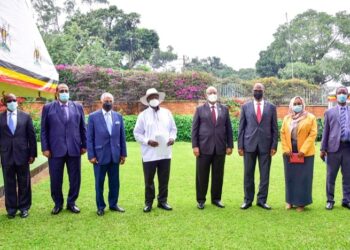 President Museveni with members of Sudan Transitional Council