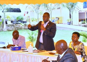 NRM SG Richard Todwong addressing Buganda and Busoga MPs